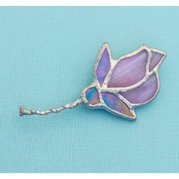 Vintage Silver Tone Floral Purple Elegant Brooch - E32 - Picture 1 of 3